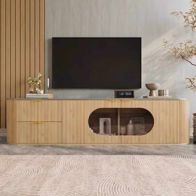 Mobile TV in Legno con Vetro e Ante ¨C Xylo ¨C Grigio, Design Moderno
