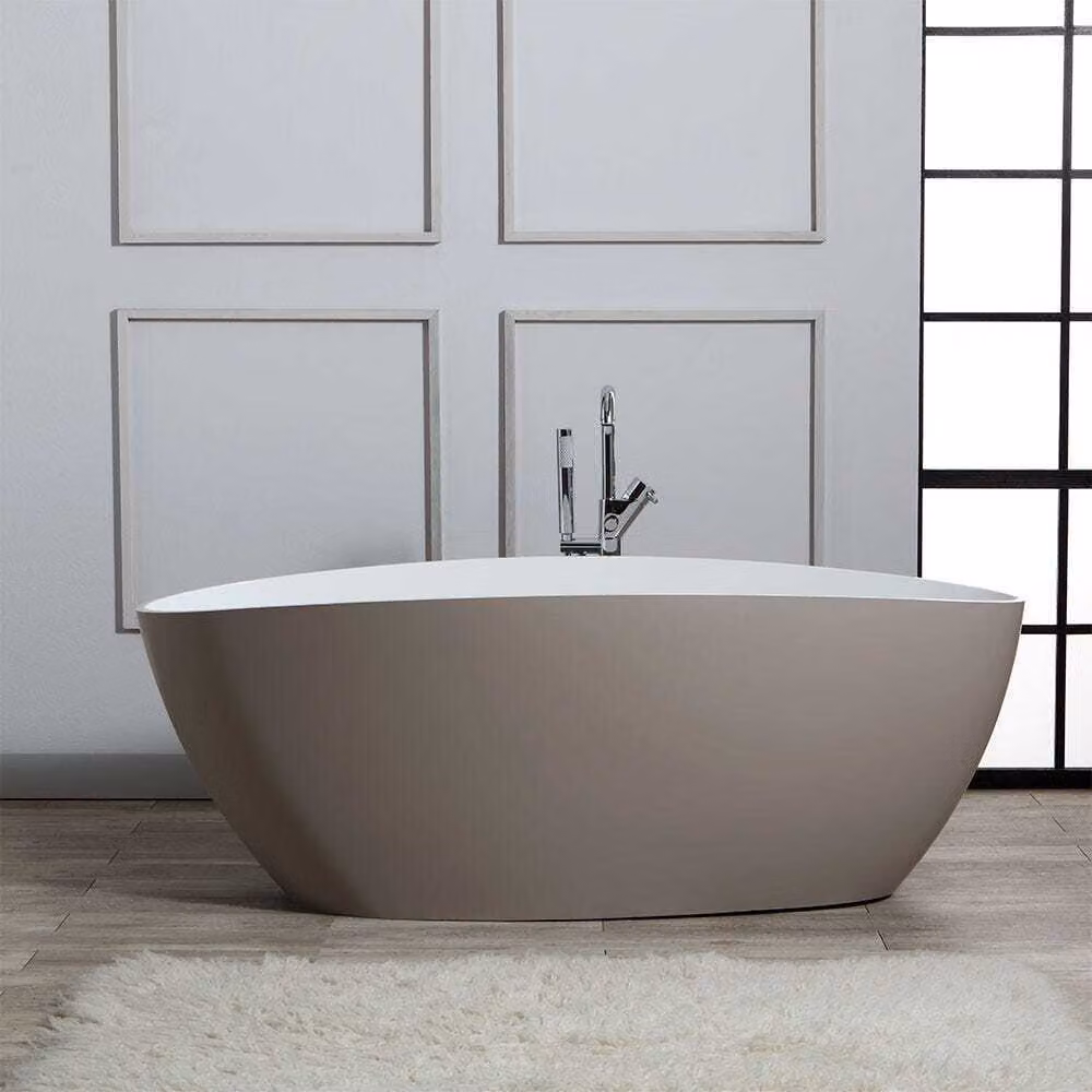 Vasca da bagno freestanding in resina di marmo beige | Rachele