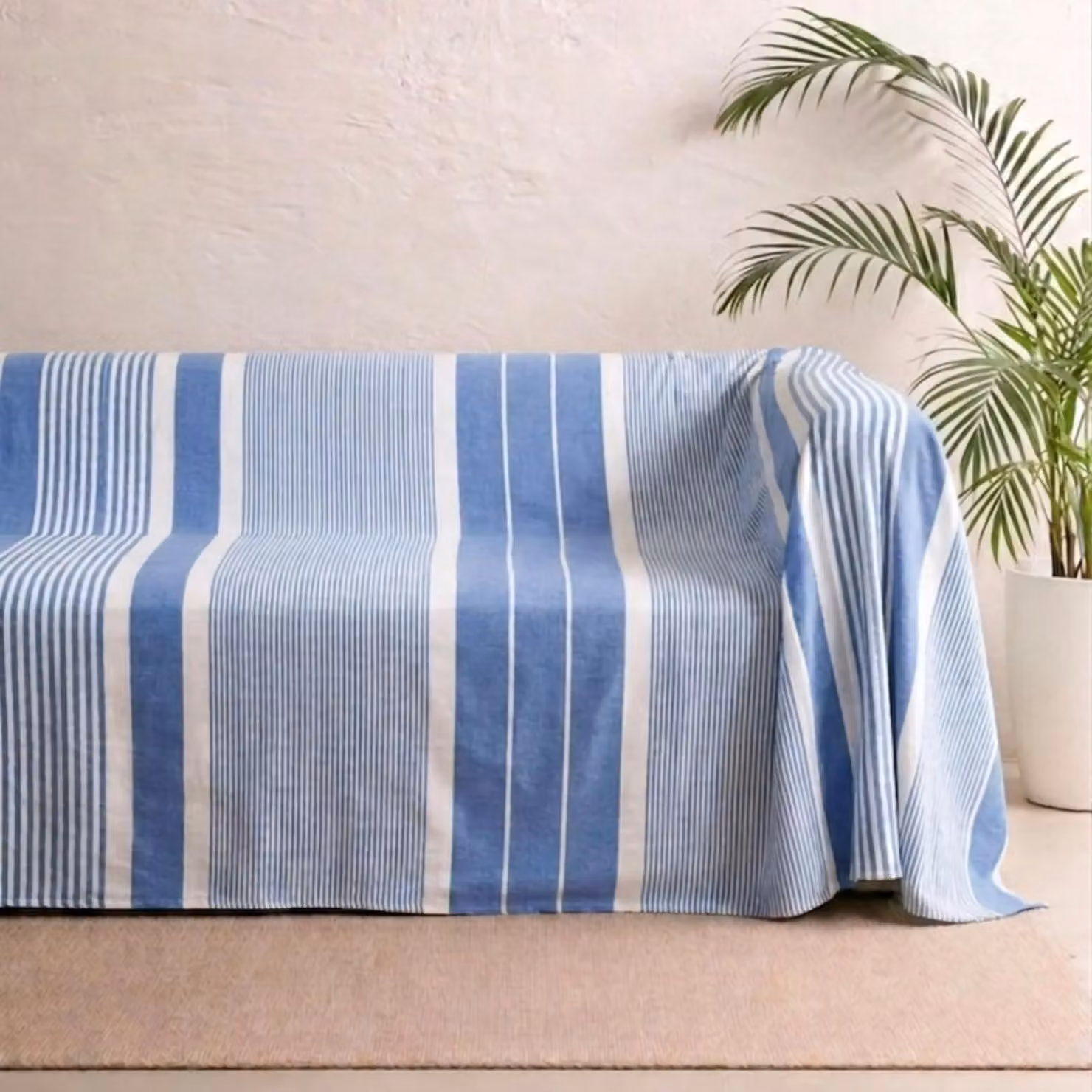 Coperta estiva leggera - Coperta fresca e morbida per letto e divano - Blu (230 x 260 cm)