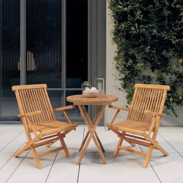 Set da pranzo per giardino e terrazzo vidaXL in legno di teak marrone composto da 3 pezzi