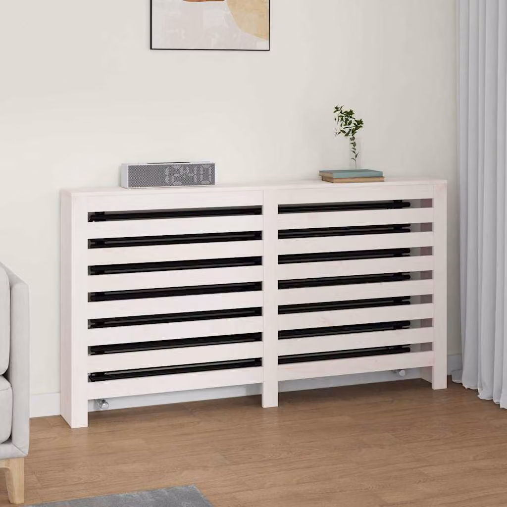 Copertura Termosifone vidaXL in Legno Massello di Pino Bianco L: 153 cm, P: 19 cm, H: 84 cm