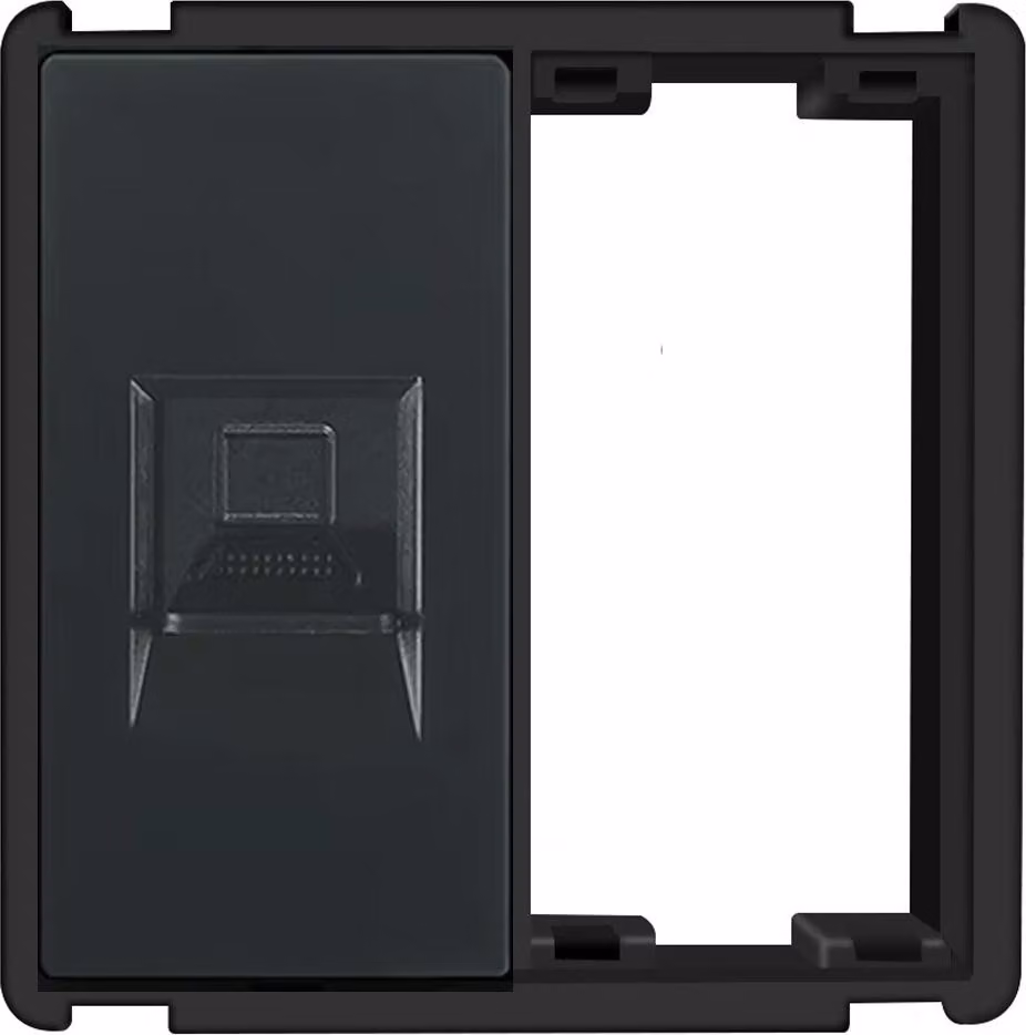 Presa a muro con modulo LAN RJ45, sistema RTX SH, nero