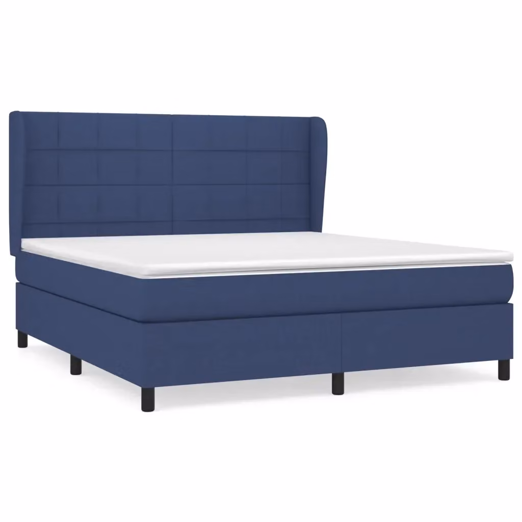 Letto Ibrido vidaXL con Giroletto a Molle e Materasso in Tessuto Blu e Bianco L/P: 180 x 200 cm – 2