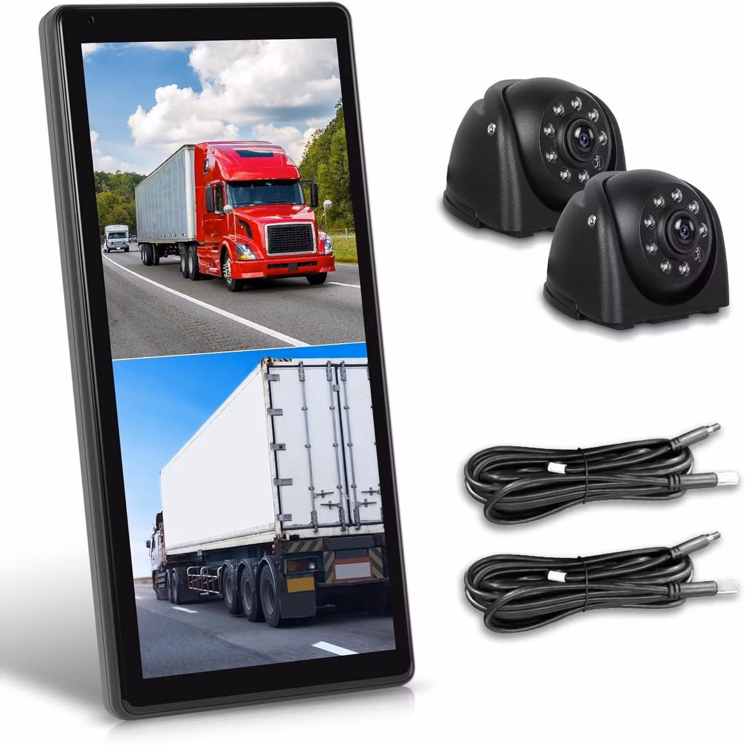 Specchietto retrovisore con telecamera integrata e 2 telecamere per la retromarcia, specchietto retrovisore per camion con schermo verticale per autobus, monitor touchscreen da 10,36 pollici