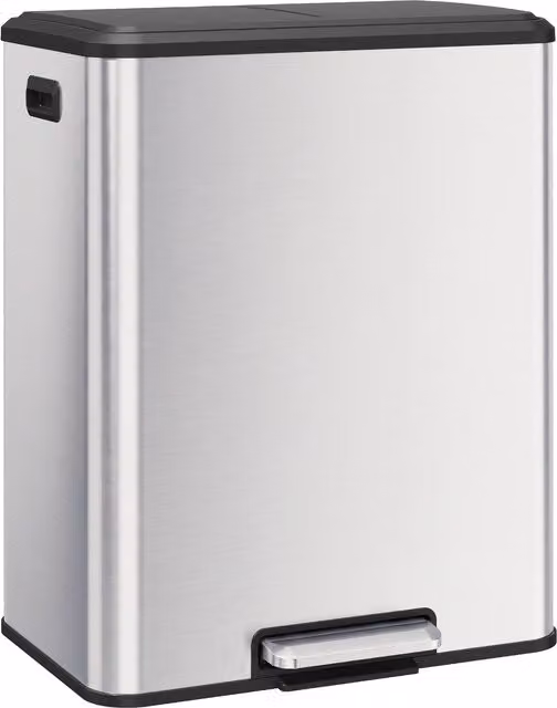 HOMCOM Pattumiera Cucina 2 x 30 L, Bidone a Pedale in Acciaio Inox con Secchi Estraibili e Coperchio Soft-Close, Argento   Aosom Italy