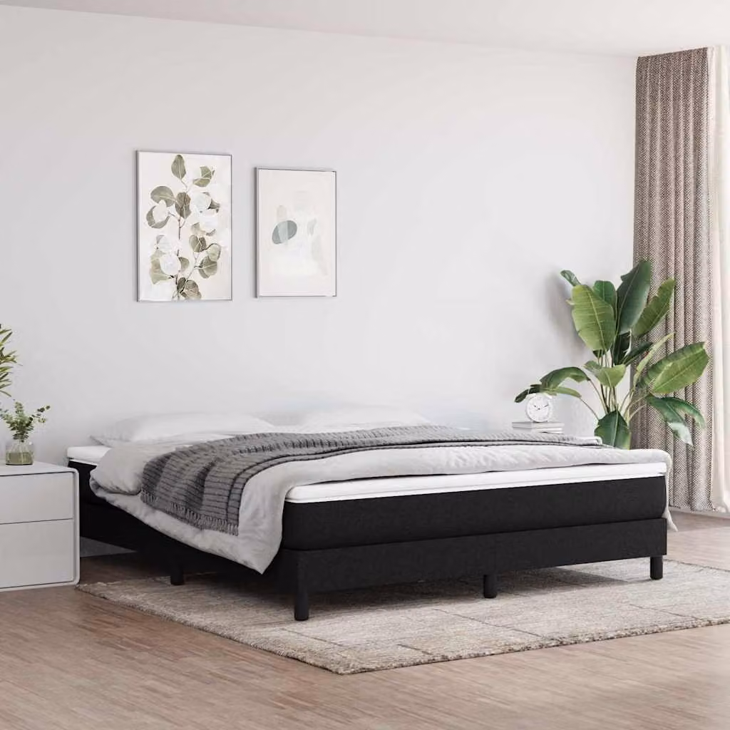 Struttura Letto a Rete con Doghe Arcuate vidaXL in Tessuto Nero L: 180 cm, P: 200 cm, H: 203 cm