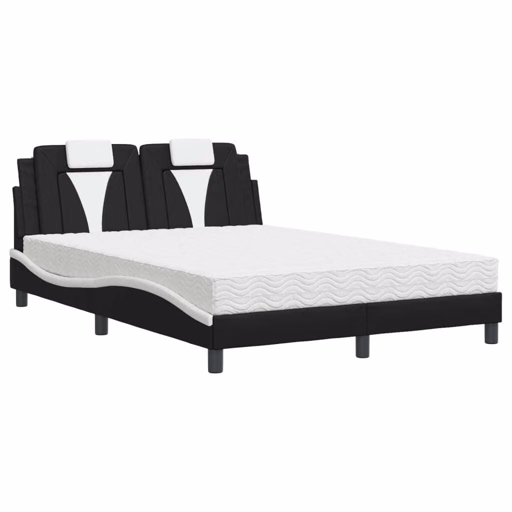 Maison Exclusive - Letto "Viana" con materasso, bianco e nero, 140x190 cm, ecopelle