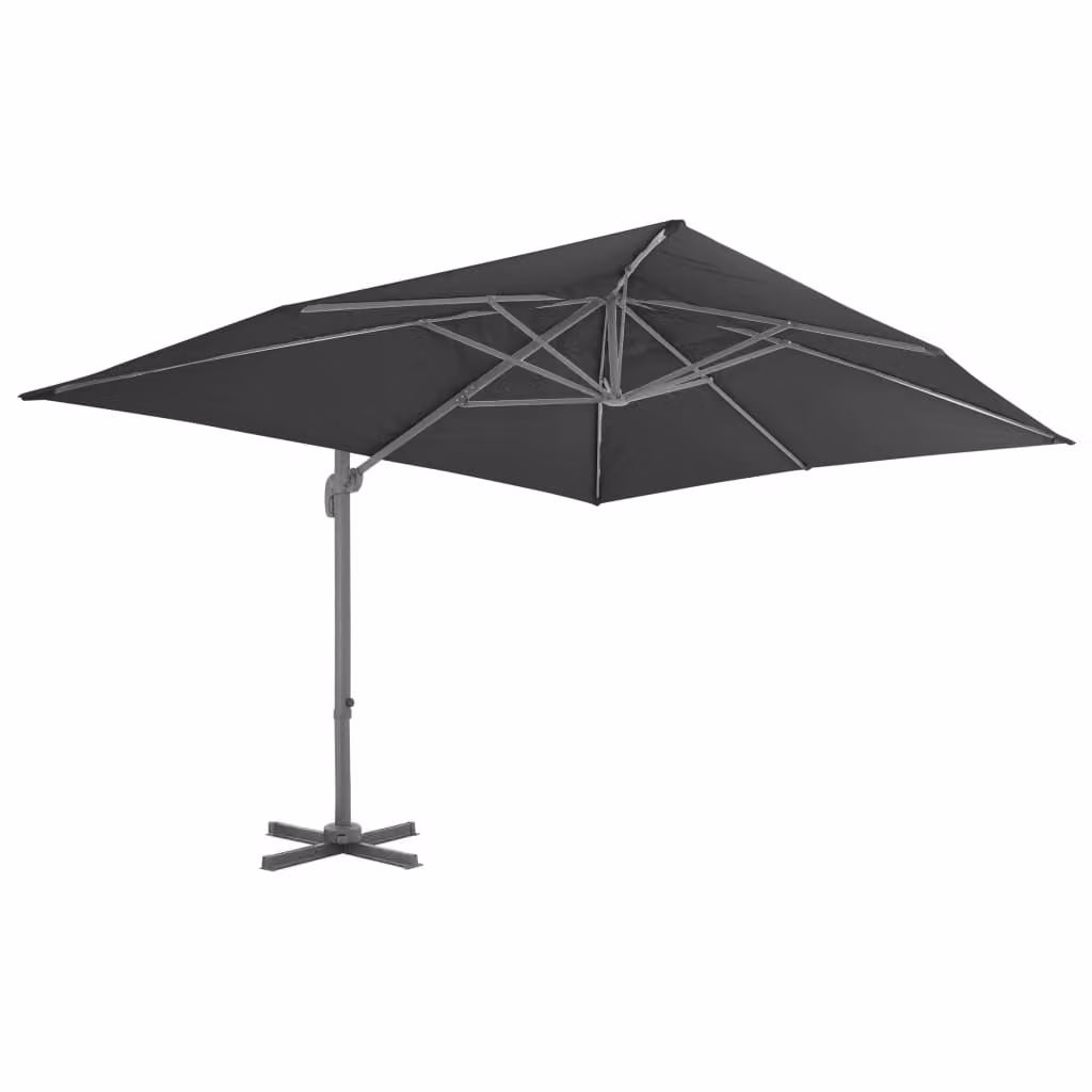 Ombrellone da giardino a sbalzo con palo in alluminio 400x300 cm antracite