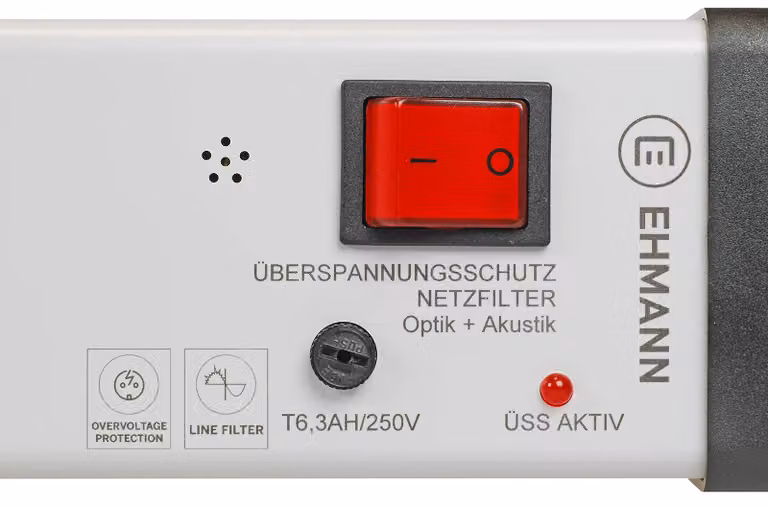 EHMANN Presa multipla con protezione da sovratensione a 7 vie Grigio Contatto di protezione Ehmann 0207x00072301