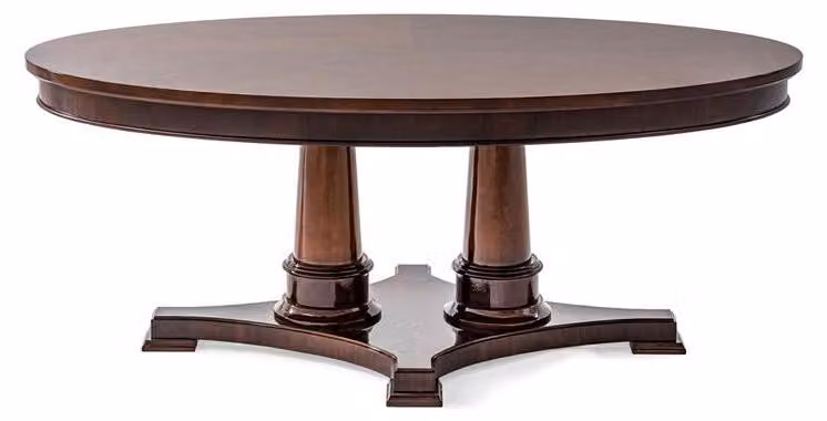 Eleganter ovaler Couchtisch mit Säulen und exquisitem kunstvollen Fuß