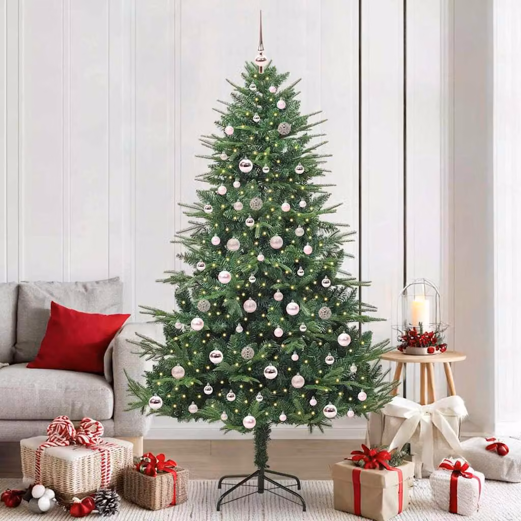 vidaXL Albero di Natale Artificiale Pre-illuminato con Set di Palline