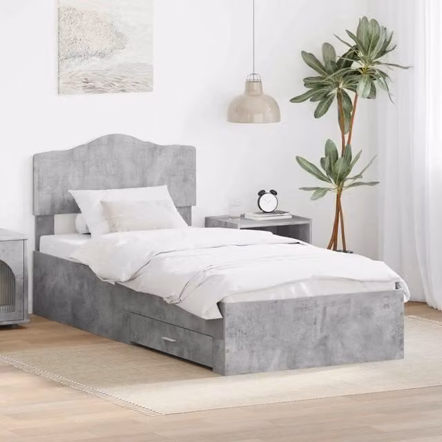 Struttura del letto con cassetto Grigio cemento 90 x 190 cm 3413250