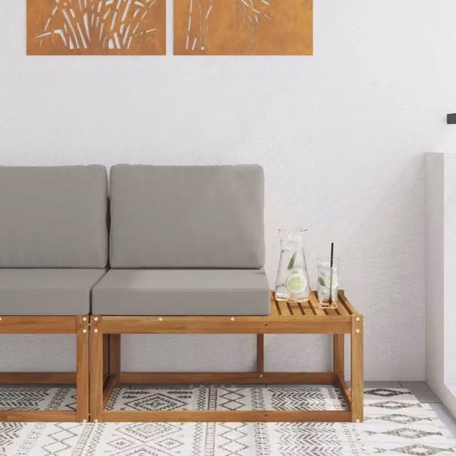 Divano da giardino moderno DESIGN IN in legno di acacia con cuscini, marrone e grigio, L: 91 cm, P: 63 cm, H: 73 cm – 1