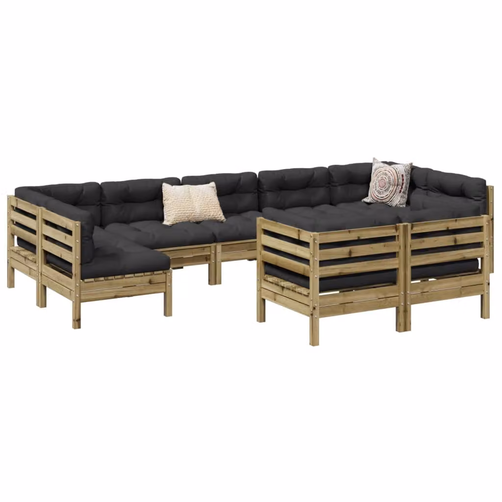 Maison Exclusive - Set da giardino composto da 9 pezzi con cuscini, in legno di pino trattato