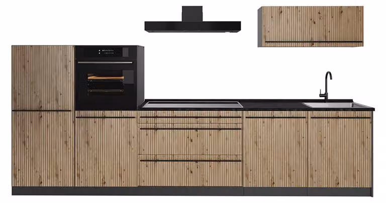 Cucina componibile Vicco R-Line Rovere artigianale/Antracite 340 cm piano di lavoro Antracite, Model 67281
