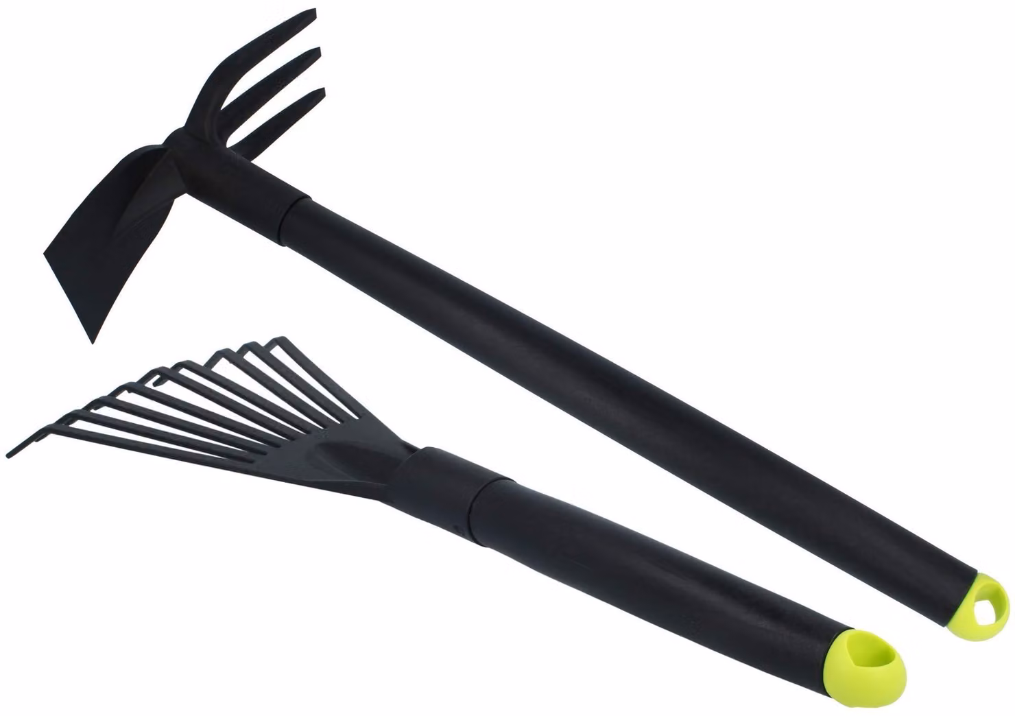 Solidchoice - Set di attrezzi da giardino, 2 pezzi - Piccola scopa - Zappa a doppia lama - Attrezzi da giardino robusti - Plastica rinforzata con fibre - Leggeri ed ergonomici
