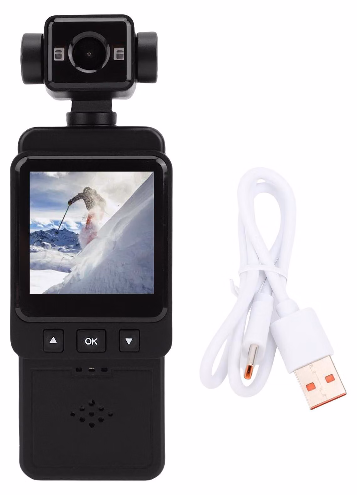 videocamera Vlog 1080p Stabilizzazione multiasse Rotazione dell'obiettivo di 270 e 180 gradi Multifunzionale per la fotografia all'aperto