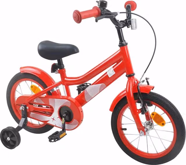 Bicicletta per bambini da 12 pollici rossa con componenti in metallo e gomma
