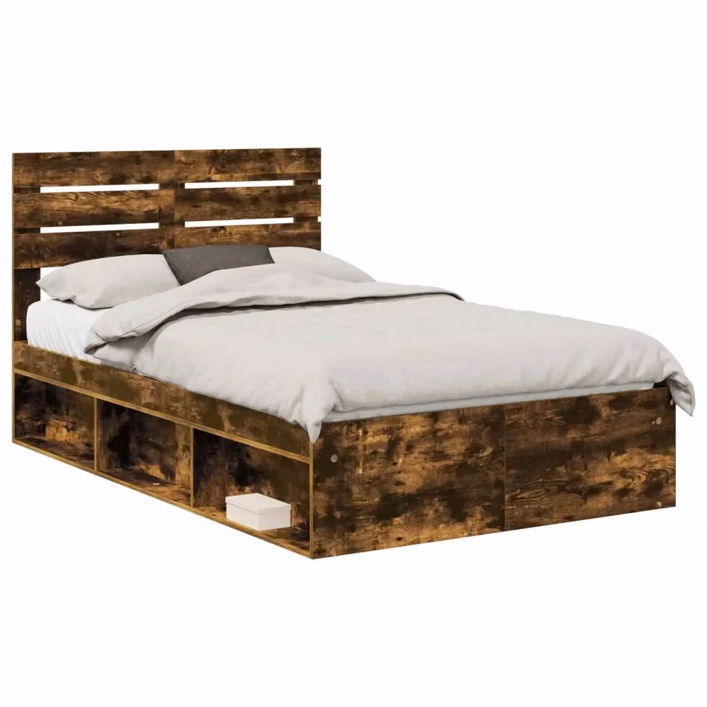 Struttura del letto in pino massello vidaXL colore rovere fumo L: 135 cm, P: 190 cm – 2