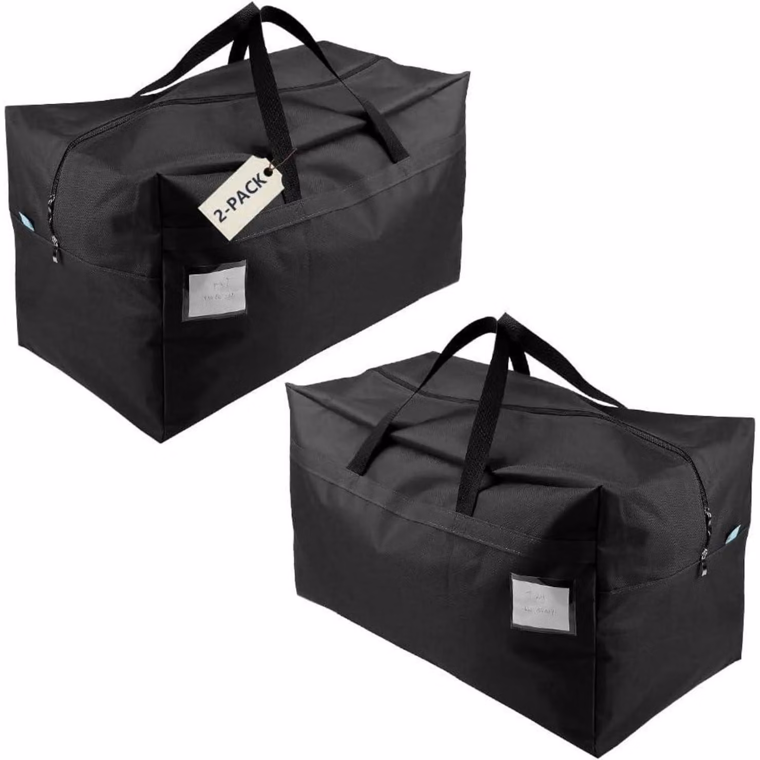 Sacche portaoggetti da 100 litri, dimensioni 70x42x35 cm, colore nero, 2 pezzi, pieghevoli e lavabili