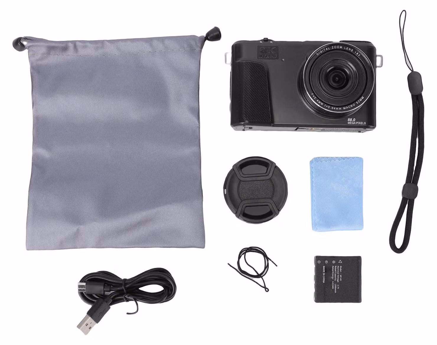 Fotocamera digitale 8K, zoom ottico 8x, messa a fuoco automatica, 88 m, con attacco per flash, obiettivo anteriore e posteriore per la fotografia da vlogging
