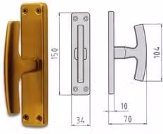 Maniglia cremonese per finestra con placca Gabry Ghidini in ottone color bronzo