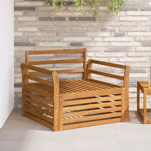 Set di 2 Divani da Esterno in Legno di Acacia Naturale per Giardino e Terrazzo Colore Marrone – 1