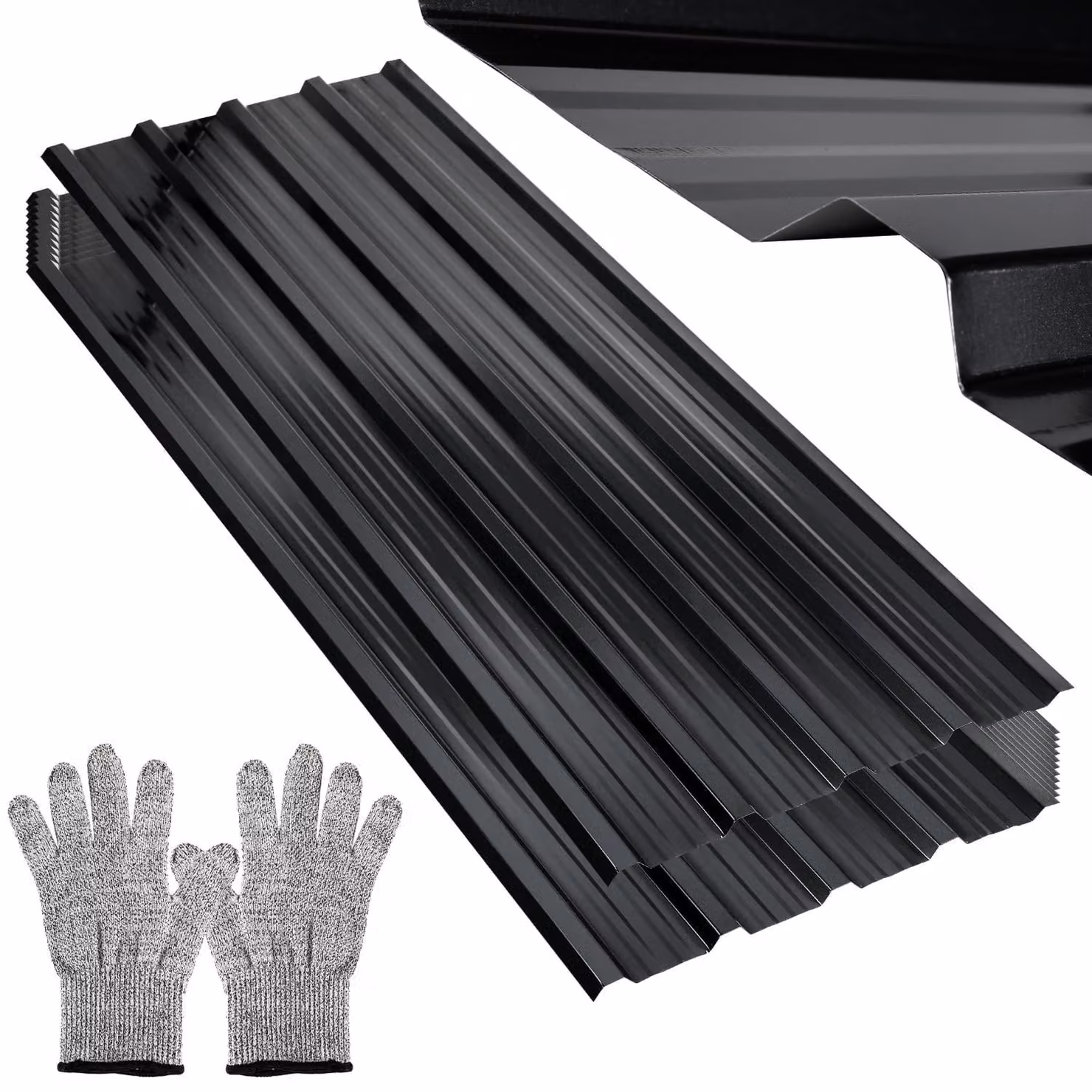 Lastra ondulata - Lamiera ondulata zincata - 129 x 46 cm - 24 pezzi - Antracite - Per tettoia e capanno