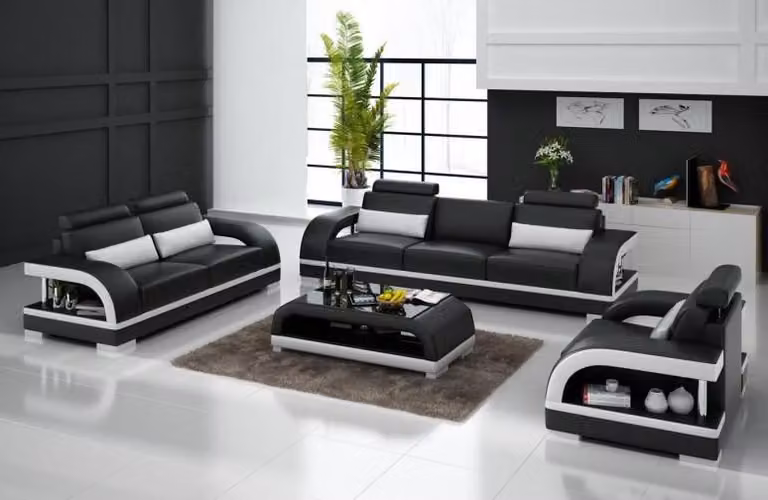 Designer Sofagarnitur Ledersofa USB Set 3+2+1 Garnitur Sofa Couch Garnituren