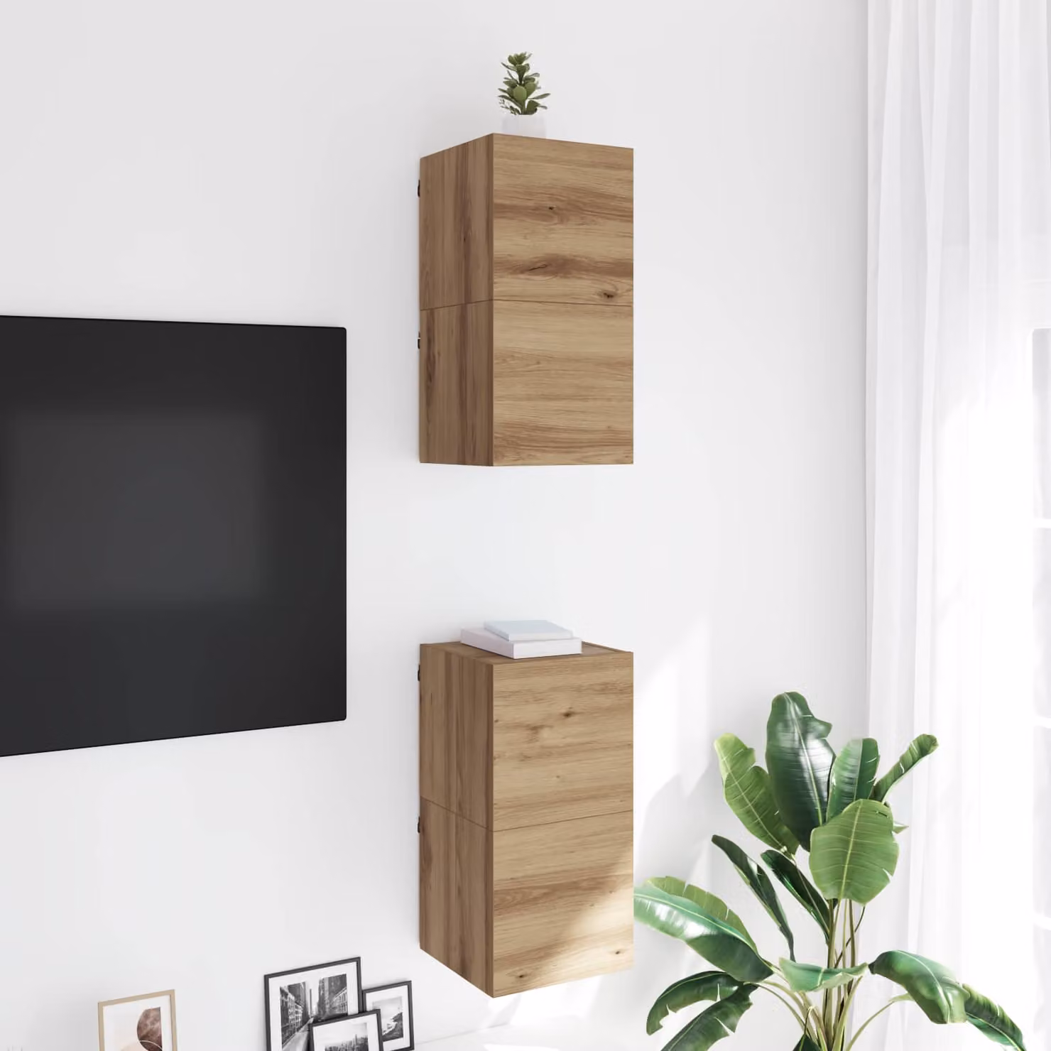 Mobile TV da parete vidaXL in legno ingegnerizzato Rovere Artigianale, Marrone