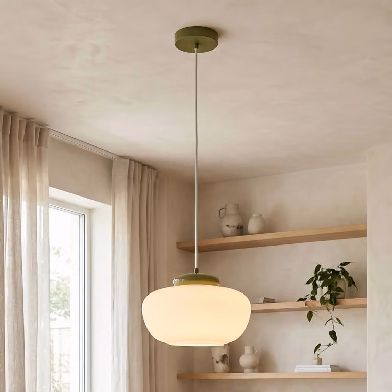 EGLO Lampada a sospensione Berardelli, dimmerabile, Bianco / Opale, Soggiorno / Sala da pranzo, Vetro, Moderno, Lampada a sospensione