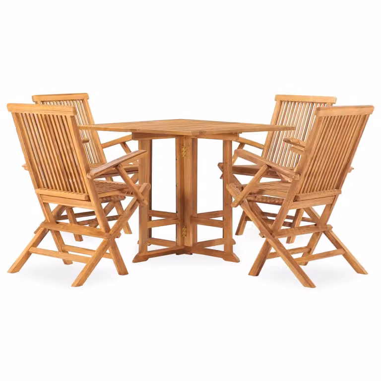vidaXL set da pranzo da giardino 5 pezzi pieghevole in legno massiccio teak