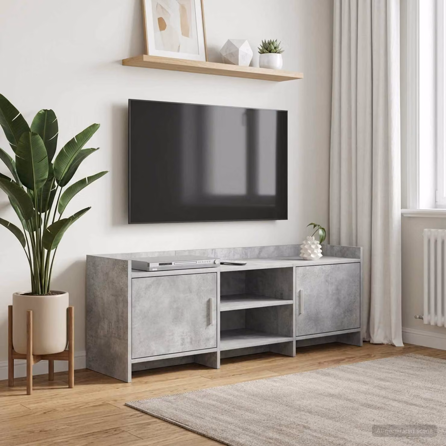 Mobile TV vidaXL moderno in grigio cemento e legno ingegnerizzato L/P/H: 130 x 33 x 47 cm