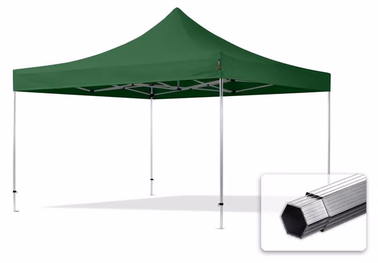 TOOLPORT 4x4m gazebo pieghevole PES, PROFESSIONAL alluminio, verde scuro