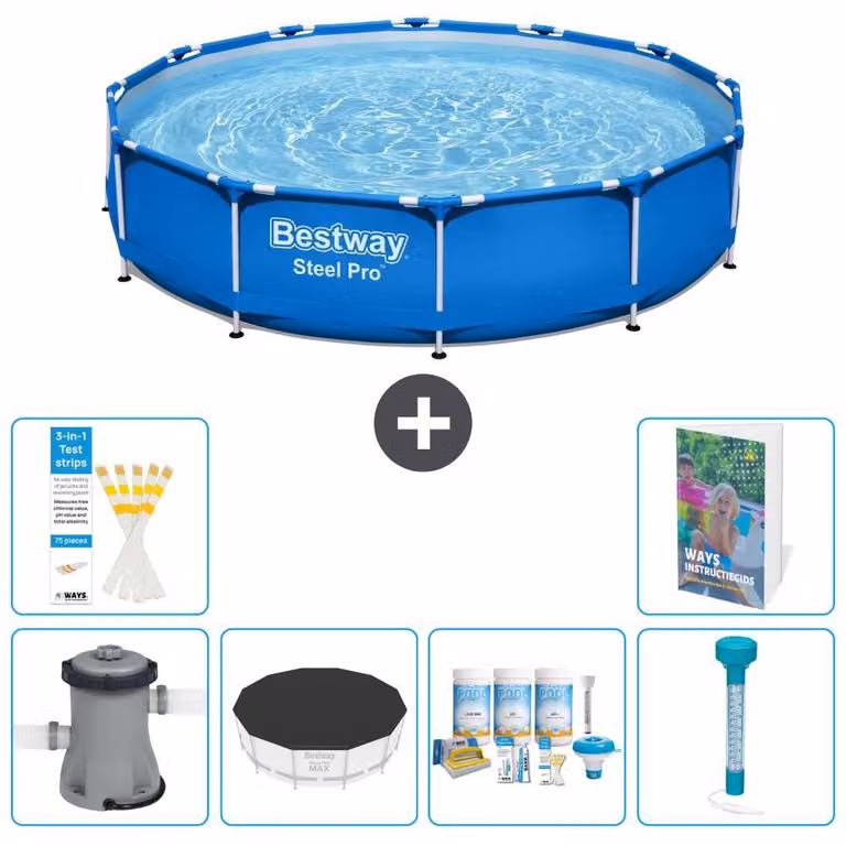 Bestway Steel Pro, piscina in acciaio, rotonda - 366x76 cm - composta da 5 parti, modello S226