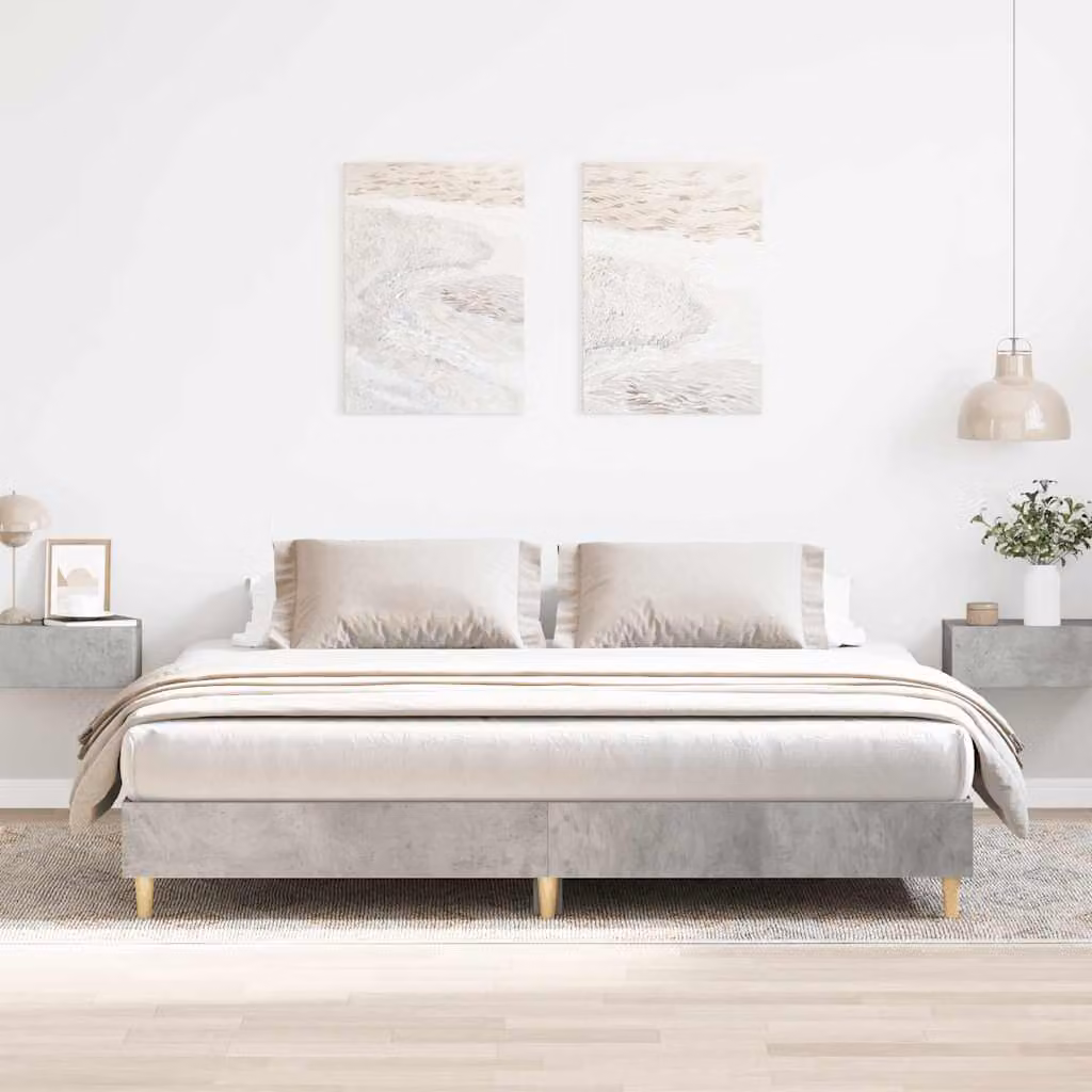 Giroletto vidaXL senza materasso in grigio cemento con doghe fisse in legno L/P: 180 x 200 cm