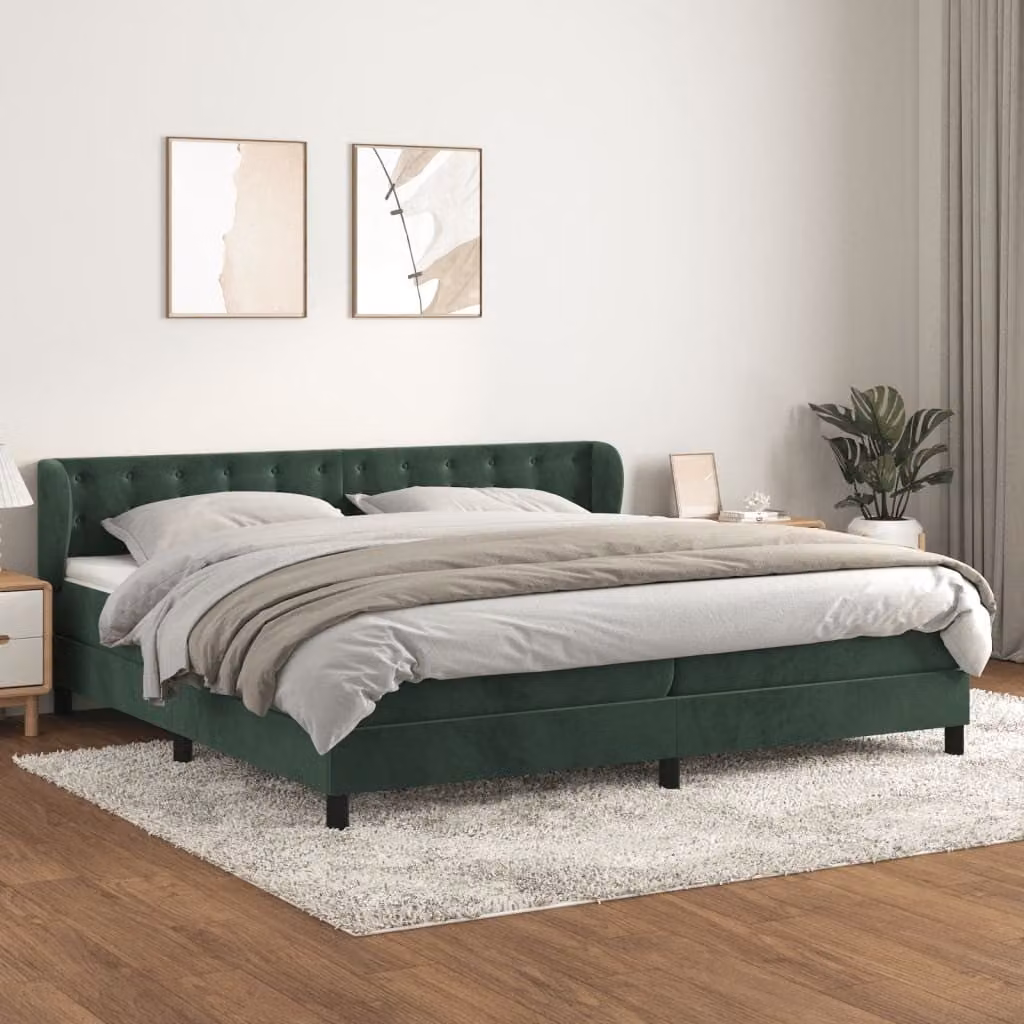 Maison Exclusive - Giroletto a Molle con Materasso Verde Scuro 200x200 cm Velluto
