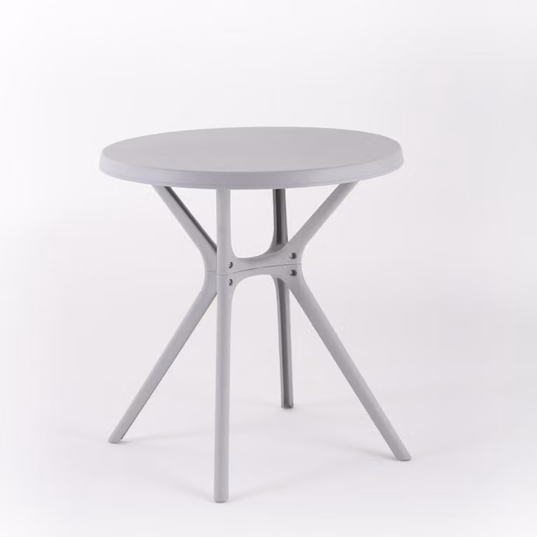 Tavolo rotondo Ø70 cm in polipropilene con fibra di vetro - design moderno, robusto e leggero per giardini, terrazze, bar e ristoranti - IVAN - Grigio chiaro
