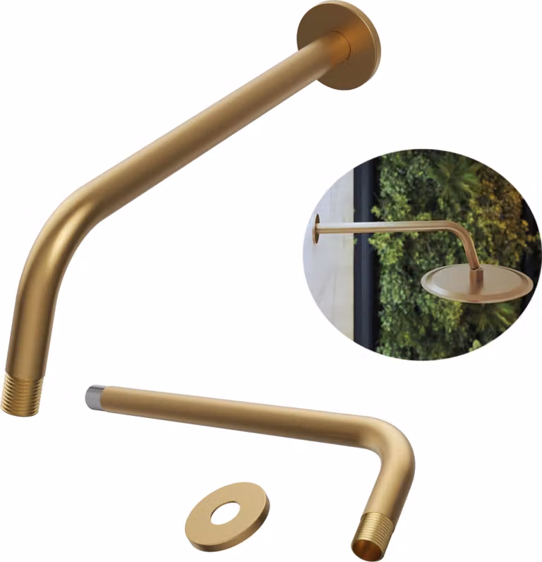Granitan - Braccio doccia - Braccio soffione - Oro spazzolato - montaggio a parete - UNIVERSAL