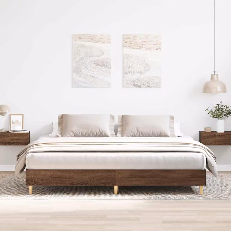 Giroletto vidaXL senza materasso in legno color rovere marrone 200x200 cm