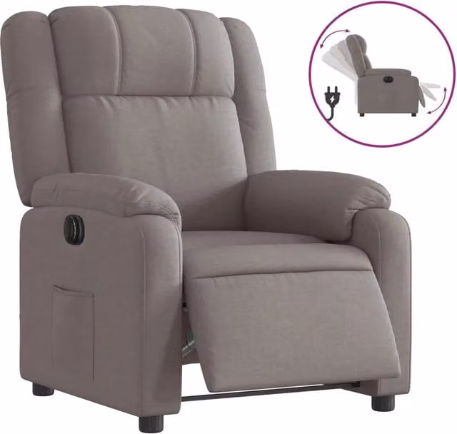 Poltrona | Sedia Relax Elettrica Reclinabile Tortora in Tessuto