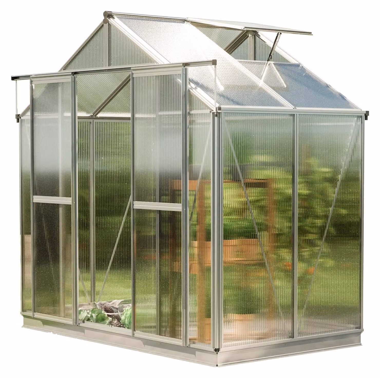 GFP Serra Saphir 2 telaio in alluminio 259 x 133 cm, lastre a doppia parete di 6 mm, con apri-finestra automatico e telaio di fondazione