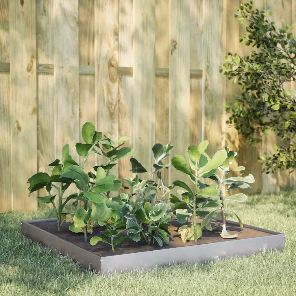 Fioriera Rialzata da Giardino vidaXL in Acciaio Zincato Argento L 100 cm x P 100 cm x H 18,5 cm