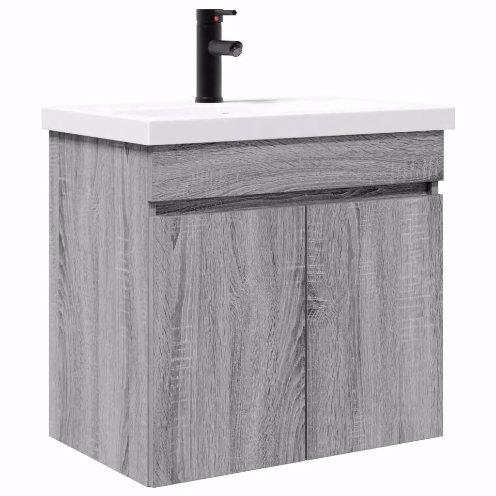 Mobile bagno moderno vidaXL grigio con rubinetto, sospeso, L: 61 cm, P: 40 cm, H: 74,5 cm – 2