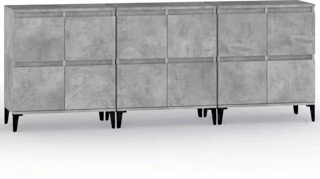 Credenze 3pz | Madia | Buffet da pranzo | Armadio da pranzo Grigio Cemento 60x35x70 cm in Legno Multistrato