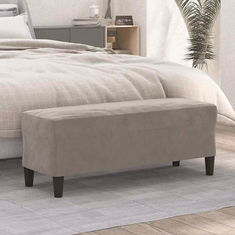 Panca vidaXL in velluto grigio chiaro con struttura in legno L: 100 cm, P: 35 cm, H: 41 cm