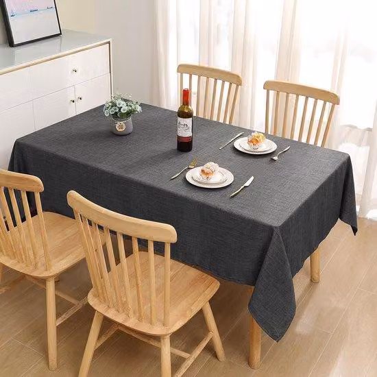 Runner da tavola idrorepellente effetto cotone, quadrato, 130 x 160 cm Runner da tavola in cotone Runner da tavola idrorepellente con rivestimento in tessuto non tessuto Runner da tavola con protezione antimacchia, grigio scuro