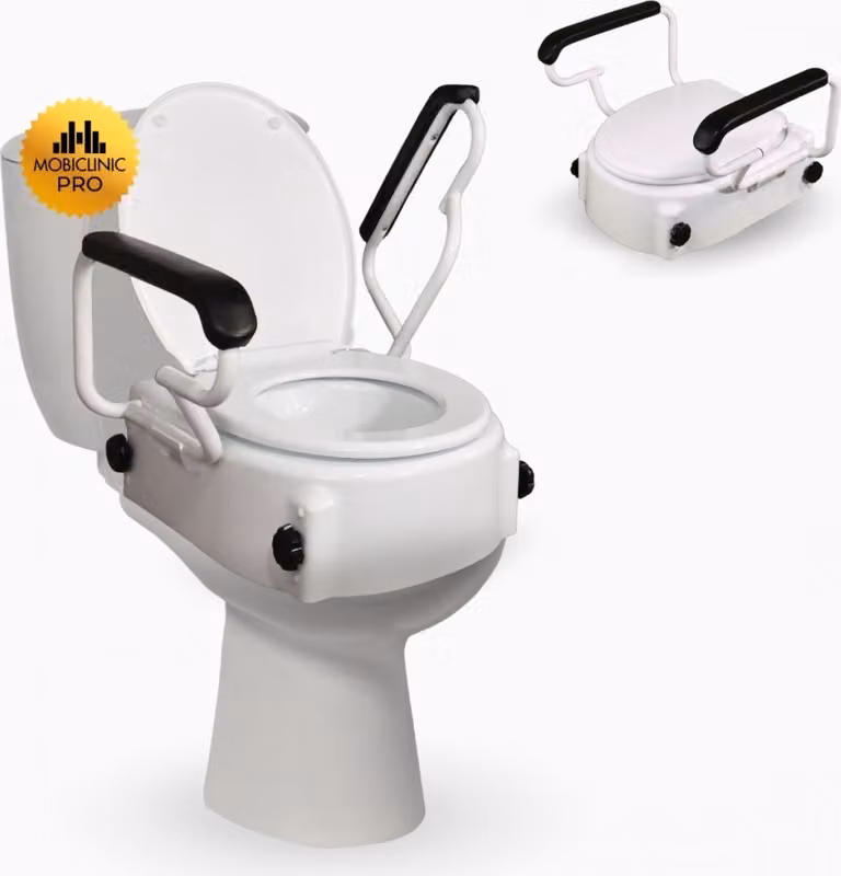 Rialzo per sedile WC con braccioli Mobiclinic 19 cm met Deksel Regolabile in 3 altezze ripiegabile con braccioli ripiegabili Tajo