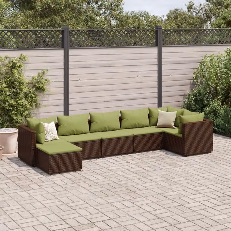 Maison Exclusive - Set da giardino 7 pezzi con cuscini Marrone Poly Rattan