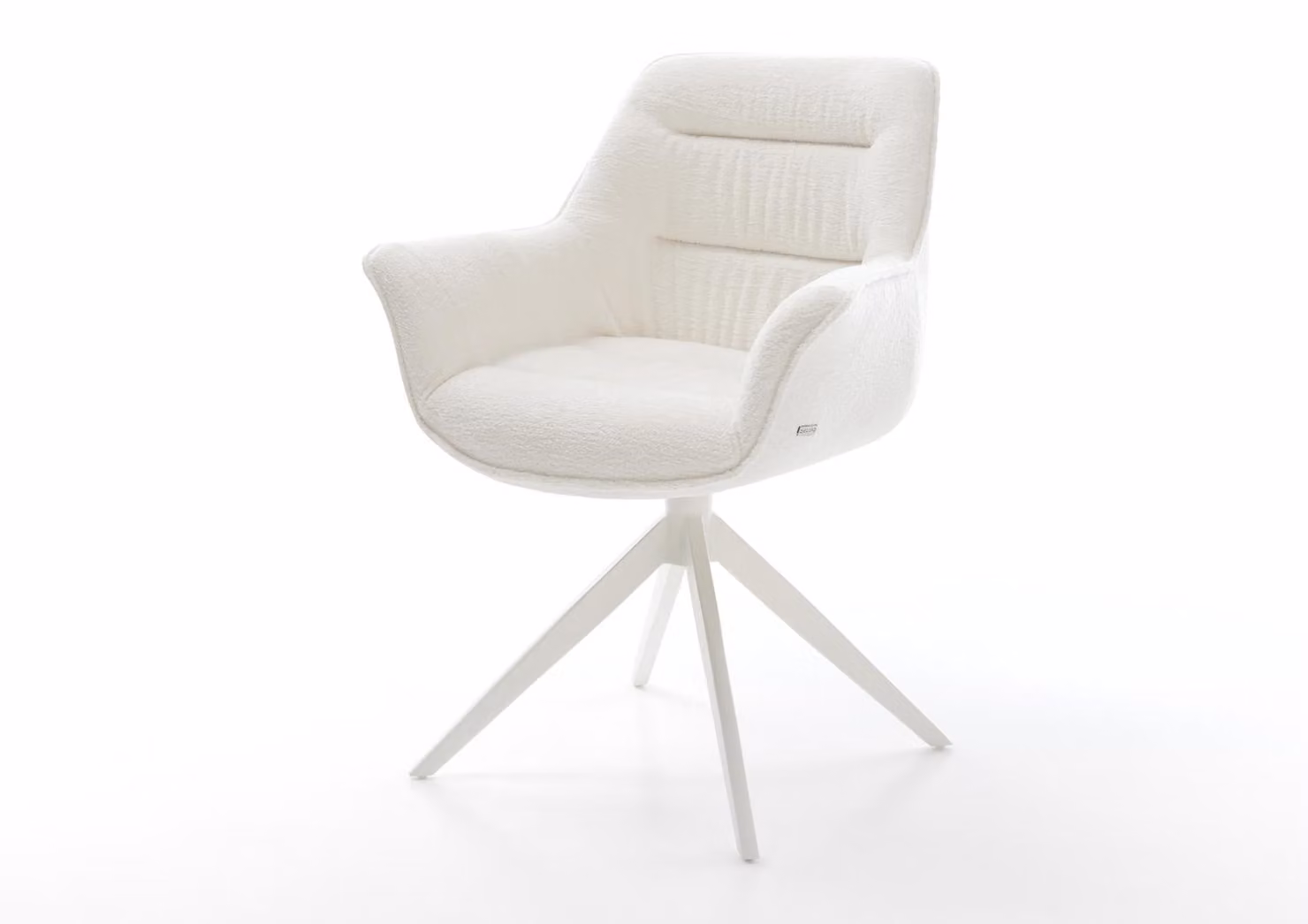 DELIFE Sedia girevole Kaira-Flex Bouclé Soft Beige, base a croce larga, bianca, girevole a 360°, con funzione oscillante